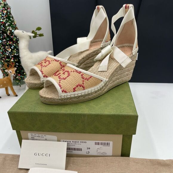 Women’s Gucci wedge multicolor espadrilles size 39 made in Spain - Picture 1 of 6